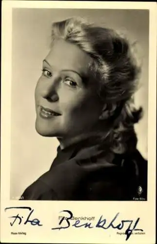 Ak Schauspielerin Fita Benkhoff, Portrait, Autogramm