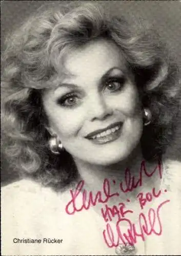 Ak Schauspielerin Christiane Rücker, Portrait, Autogramm
