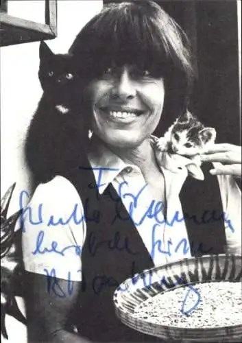 Ak Schauspielerin Barbara Rütting, Portrait, Autogramm, Katzen, Buch Ach Du Grüner Kater