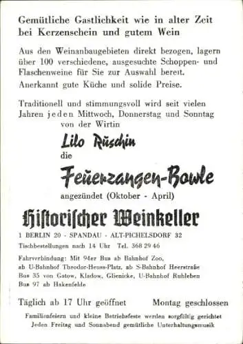 Ak Schauspielerin Lilo Ruschin, Standportrait, Autogramm, Feuerzangen-Bowle