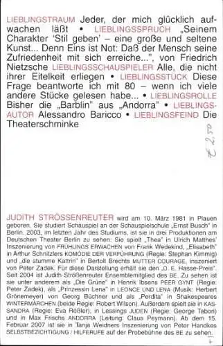 Ak Schauspielerin Judith Strößenreuter, Szene Die Antigone des Sophokles, Autogramm