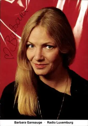 Ak Schauspielerin Barbara Gansauge, Portrait, Radio Luxemburg, Autogramm