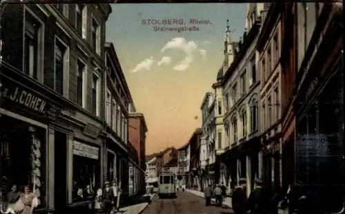 Ak Stolberg im Rheinland, Steinwegstraße, Geschäft J. Cohen