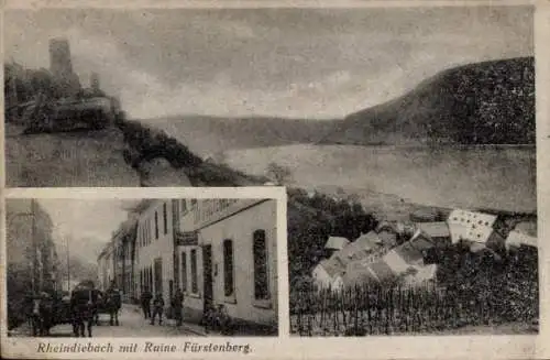 Ak Rheindiebach Oberdiebach am Rhein, Ortsansichten, Ruine Fürstenberg