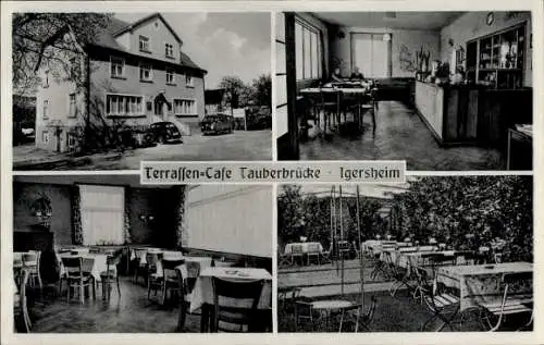 Ak Igersheim an der Tauber, Terrassencafé Tauberbrücke, Innenansicht