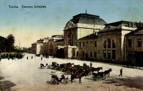 Ak Tarnów Tarnau Polen, Bahnhof