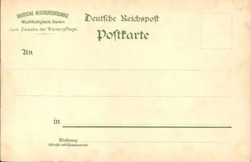 Litho Deutsche Reichsfechtschule, Fechtvater Nadermann, Reichs-Waisenhaus Lahr, Salzwedel, Magdeburg