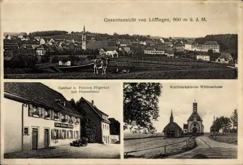 Ak Löffingen im Schwarzwald, Gesamtansicht, Gasthof Pilgerhof, Wallfahrtskirche Witterschnee