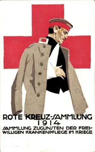 Ganzsachen Künstler Ak Hohlwein, Ludwig, Rotes Kreuz, Königreich Bayern, verwundeter Soldat