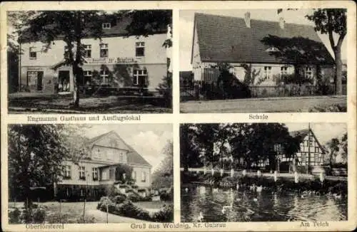 Ak Woidnig Kreis Góra Guhrau Schlesien, Oberförsterei, Gasthaus zur Erholung, Schule, Teich