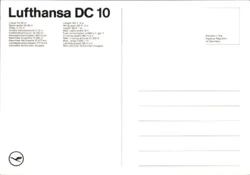 Ak McDonnell Douglas DC-10, Lufthansa, Passagierflugzeug
