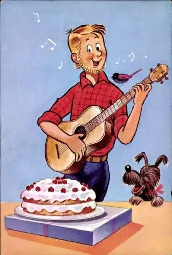 Ak Walt Disney, Pep en Stef, Gitarre, Torte