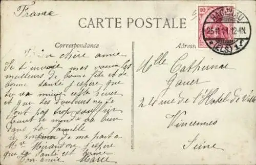 Passepartout Ak Portrait einer Frau, Winterlandschaft