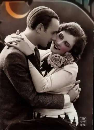 Ak Liebespaar im Mondschein