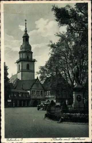 Ak Erbach im Odenwald Hessen, Kirche, Rathaus