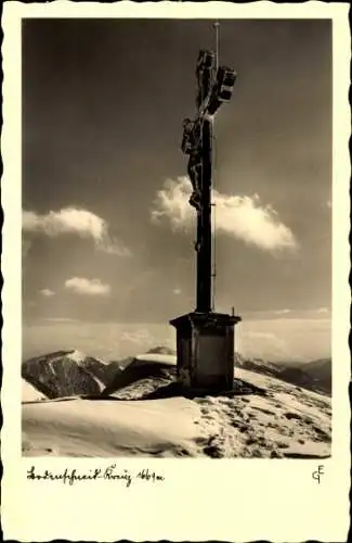 Ak Bodenschneid Schliersee in Oberbayern, Bodenschneid Gipfelkreuz