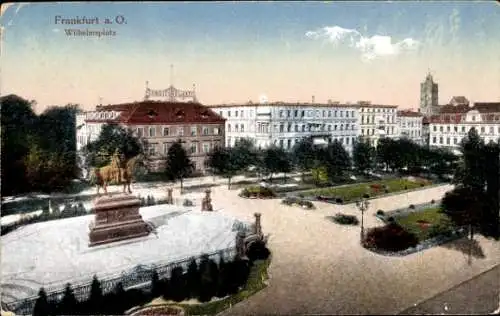 Ak Frankfurt an der Oder, Wilhelmsplatz, Denkmal