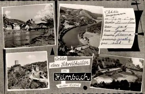 Ak Heimbach in der Eifel, Panorama, Luftbild, Burg