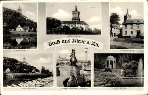 Ak Kleve am Rhein, Kermisdahl, Burg, Bootsanlegestelle, Amphitheater