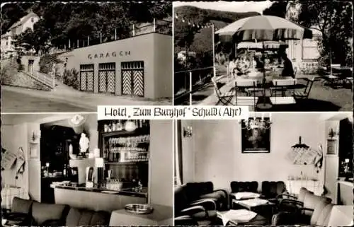 Ak Schuld an der Ahr, Hotel zum Burghof, Garagen, Terrasse