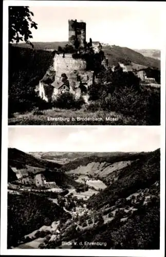 Ak Brodenbach an der Mosel, Ehrenburg, Blick von der Ehrenburg, Panorama