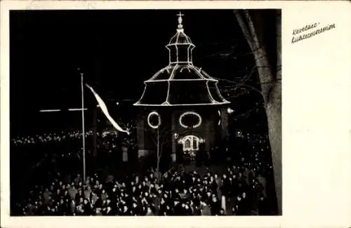 Ak Kevelaer am Niederrhein, Wallfahrtsort, Lichterprozession, Nacht