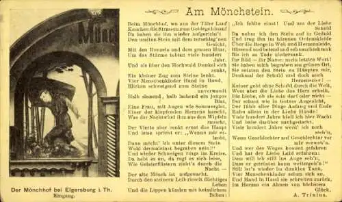 Ak Elgersburg in Thüringen, Mönchhof, Eingang, Am Mönchstein, Gedicht