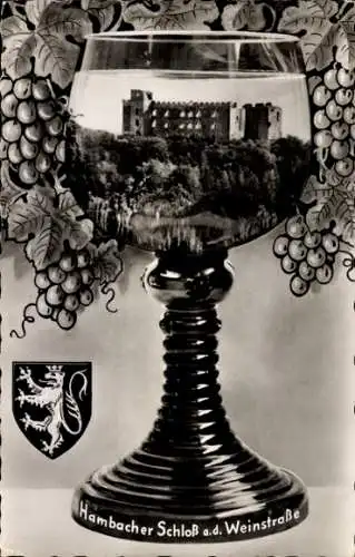 Ak Hambach Neustadt an der Weinstraße, Maxburg, Hambacher Schloss, Wappen, Reben