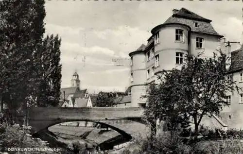 Ak Donauwörth in Schwaben Bayern, Teilansicht, Brücke