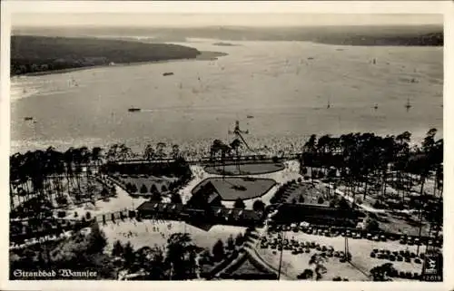 Ak Berlin Zehlendorf Wannsee, Strandbad, Fliegeraufnahme, Klinke 12019