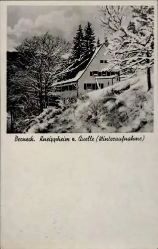 Ak Bad Berneck im Fichtelgebirge Bayern, Sanatorium Kneippheim zur Quelle, Winter