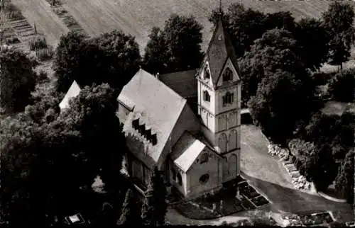Ak Niederbieber Neuwied am Rhein, evangelische Kirche, Luftbild