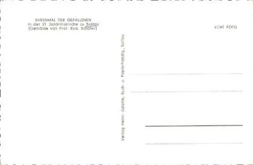 Ak Soltau Lüneburger Heide Niedersachsen, Ehrenmal der Gefallen, St. Johanniskirche