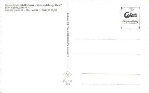 Ak Velbert im Rheinland, Diakonissen-Mutterhaus Neuvandsburg-West, Kirchhalle, Innenansicht