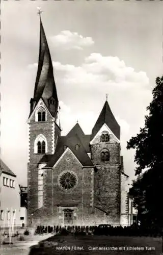 Ak Mayen in der Eifel, Clemenskirche, schiefer Turm