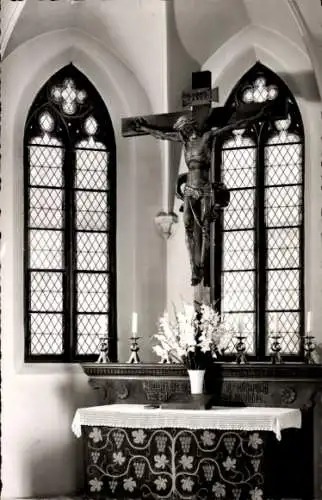 Ak Garmisch Partenkirchen in Oberbayern, evangelische Kirche, Kruzifix