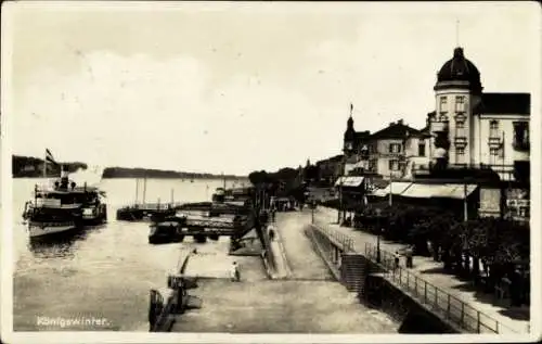 Ak Königswinter am Rhein, Anleger, Promenade, Schiff