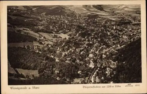 Ak Wernigerode am Harz, Fliegeraufnahme vom Ort