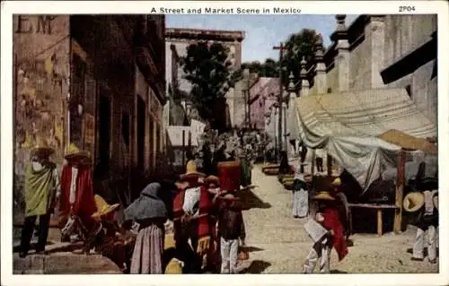 Ak Ciudad de Mexico Mexiko Stadt, Straße, Marktszene