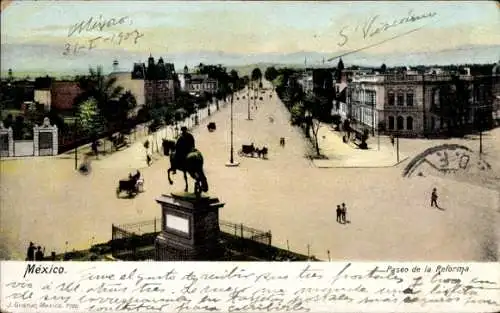 Ak Ciudad de Mexico Mexiko Stadt, Paseo de la Reforma, Denkmal