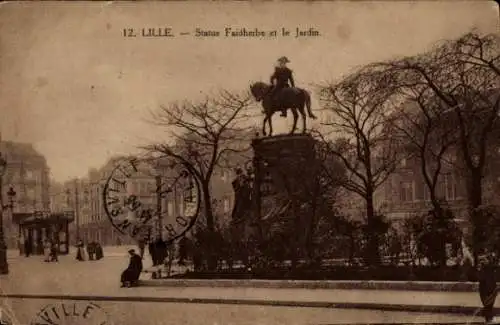 Ak Lille Nord, Statue Faidherbe et le Jardin