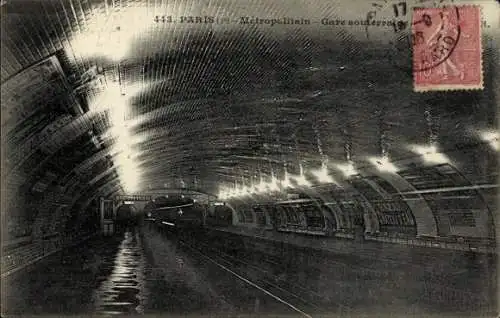 Ak Paris III Tempel, Metropolitan, U-Bahnstation