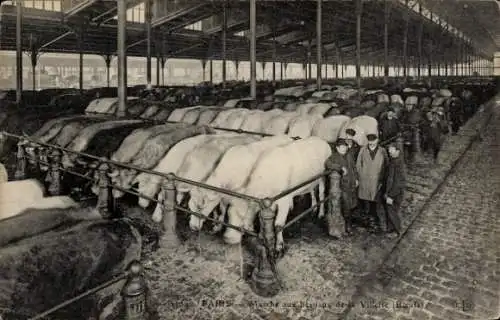 Ak Paris 19. Jahrhundert La Villette, Viehmarkt