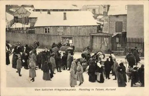 Ak Talsi Talsen Kurland Lettland, Markttag, Soldaten, 1. WK