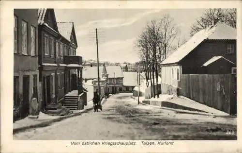 Ak Talsi Talsen Kurland Lettland, Winteransicht, östlicher Kriegsschauplatz