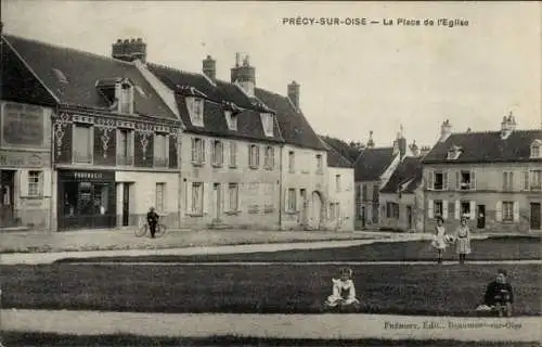 Ak Précy sur Oise, Place de l'Eglise