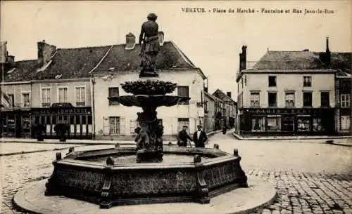 Ak Vertus Marne, Marktplatz, Brunnen, Rue Jean le Bon
