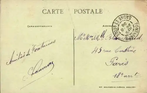 Ak Fontaines les Chalon Saône et Loire, Rathaus, Schule