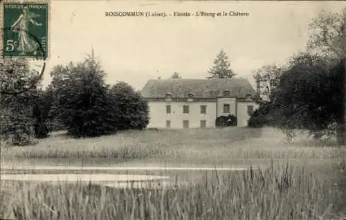 Ak Boiscommun Loiret, Flottin, Teich und Schloss
