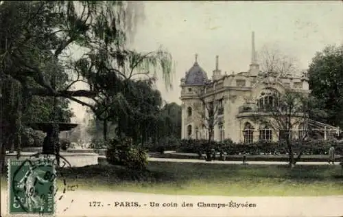 Ak Paris VIII, Avenue des Champs Élysées, Teilansicht, Brunnen